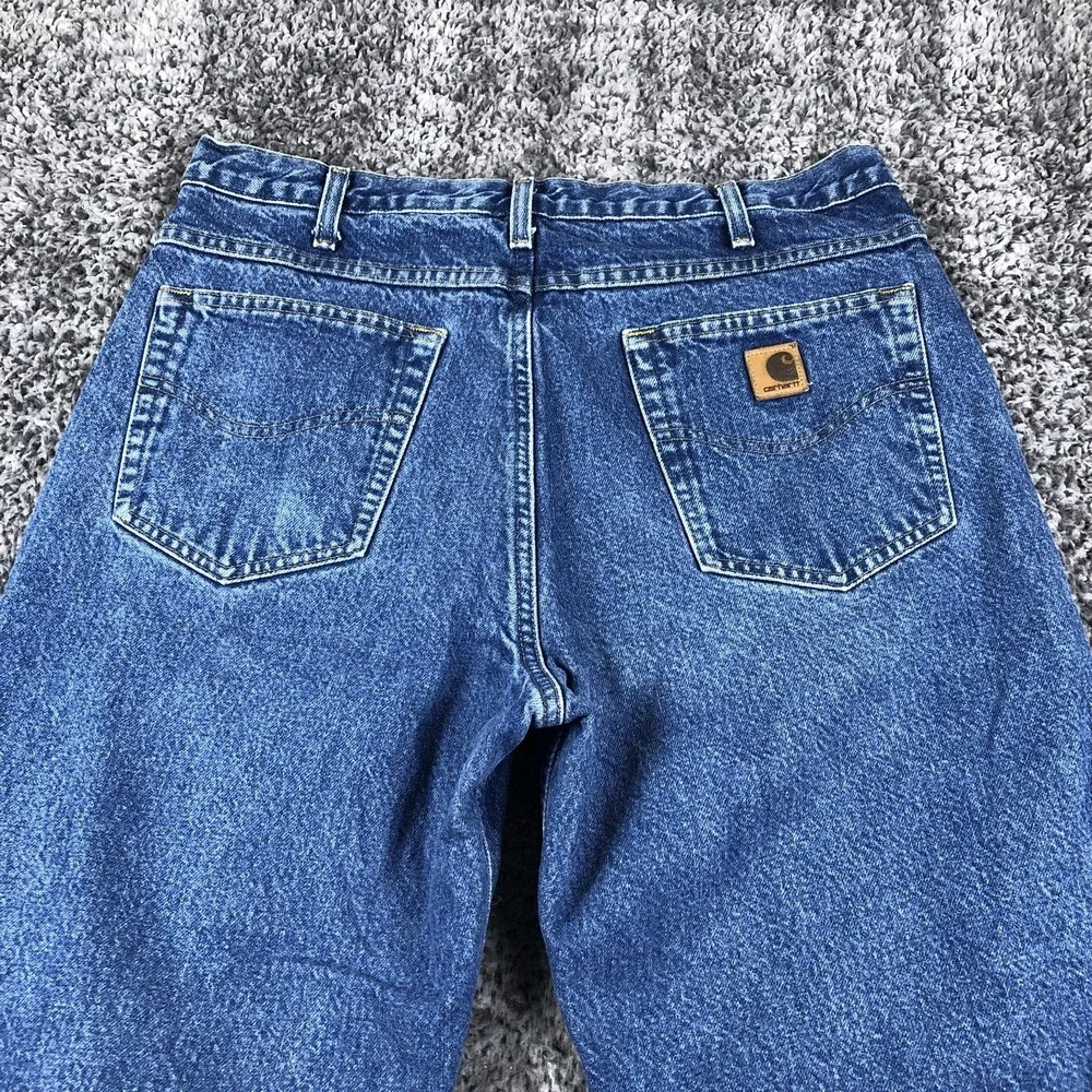 Carhartt Jeans Mens 35x30 Blue Relaxed Fit Straight‎ Leg Denim Flannel Lined